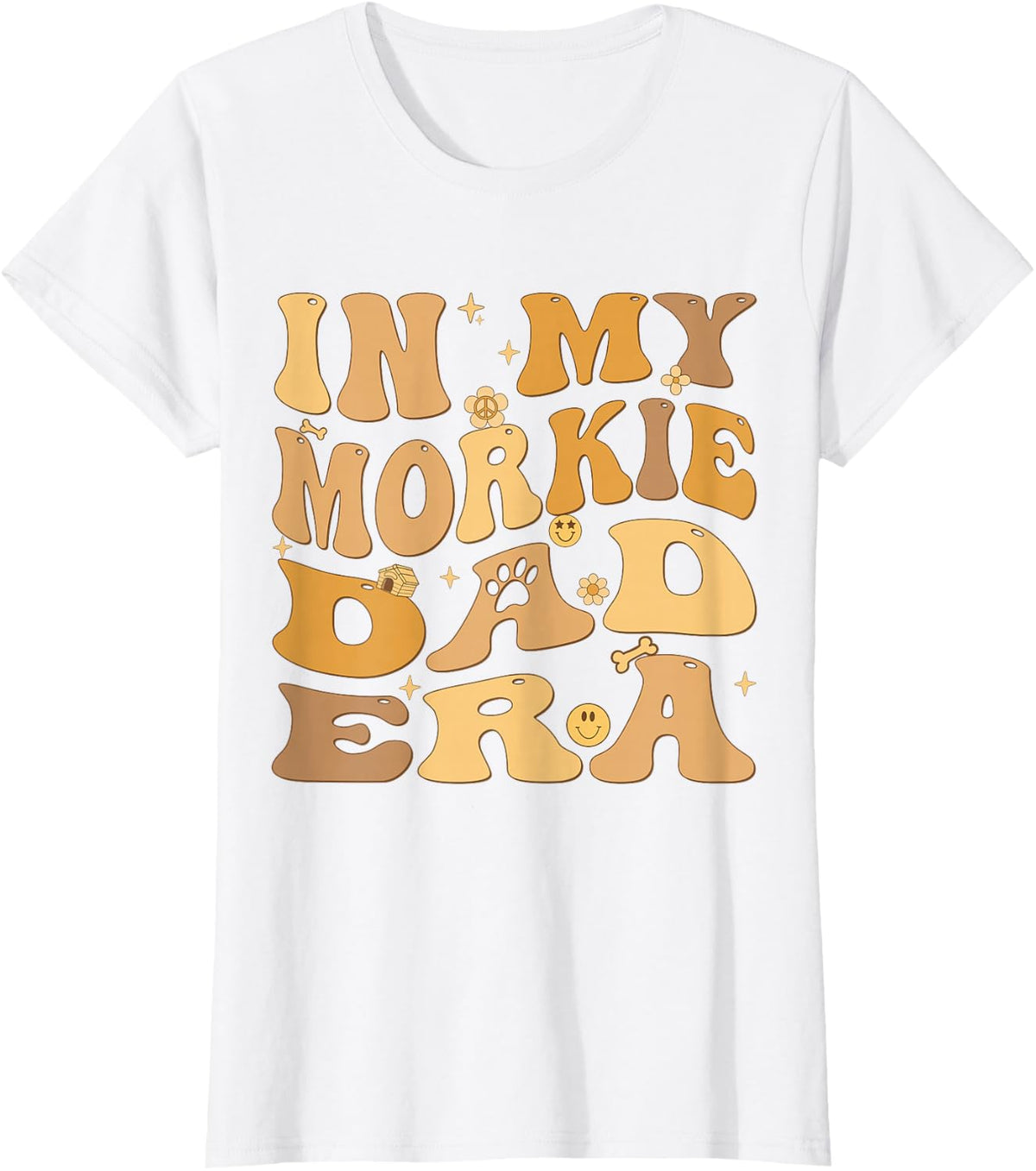 In My Morkie Dad Era Groovy Morkshire Terrier Dog Men Women Kids T-Shirt - White