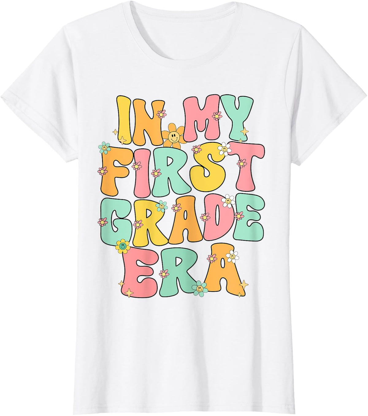 In My 1st Grade Era Groovy First Grade Back To School Cute Men Women Kids T-Shirt - White