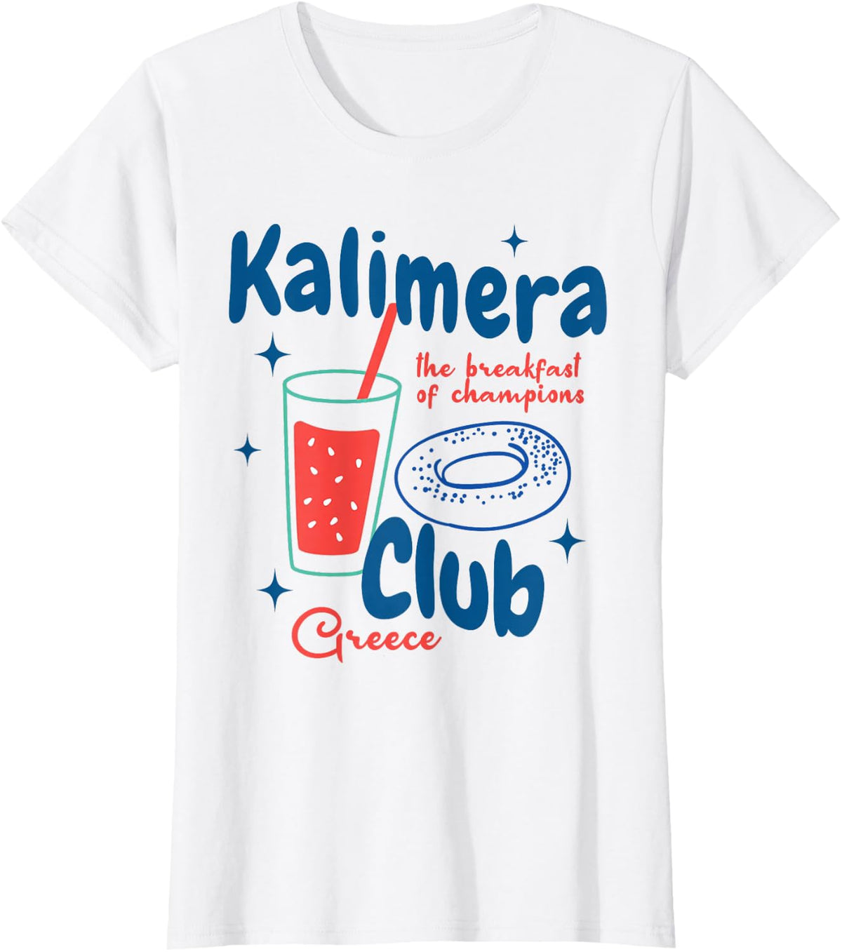 Coffee Lover Summer Vibes Greek Good Morning Kalimera Club T-Shirt - White