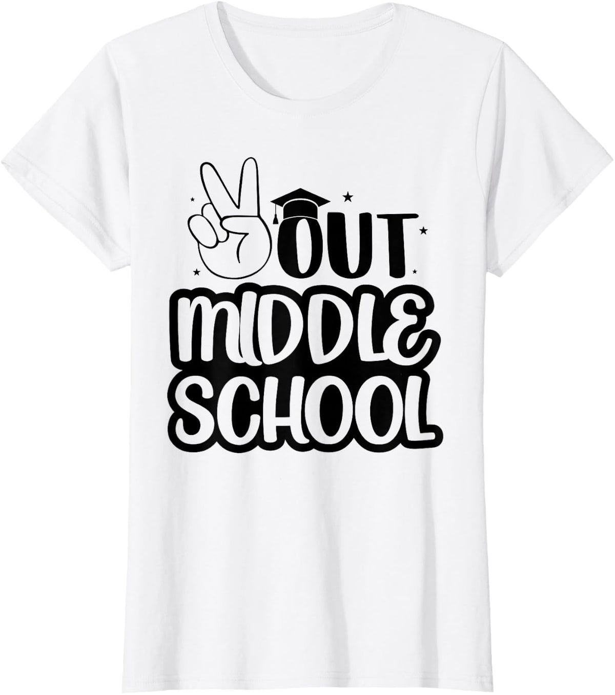 Peace Out Middle School Graduate Summer Last Day Of School T-Shirt - White