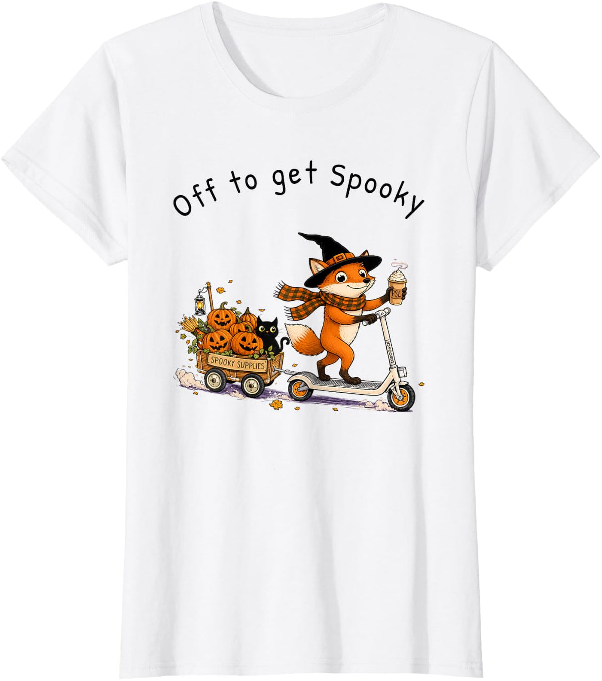 Off to Get Spooky Fox Halloween T-Shirt - White