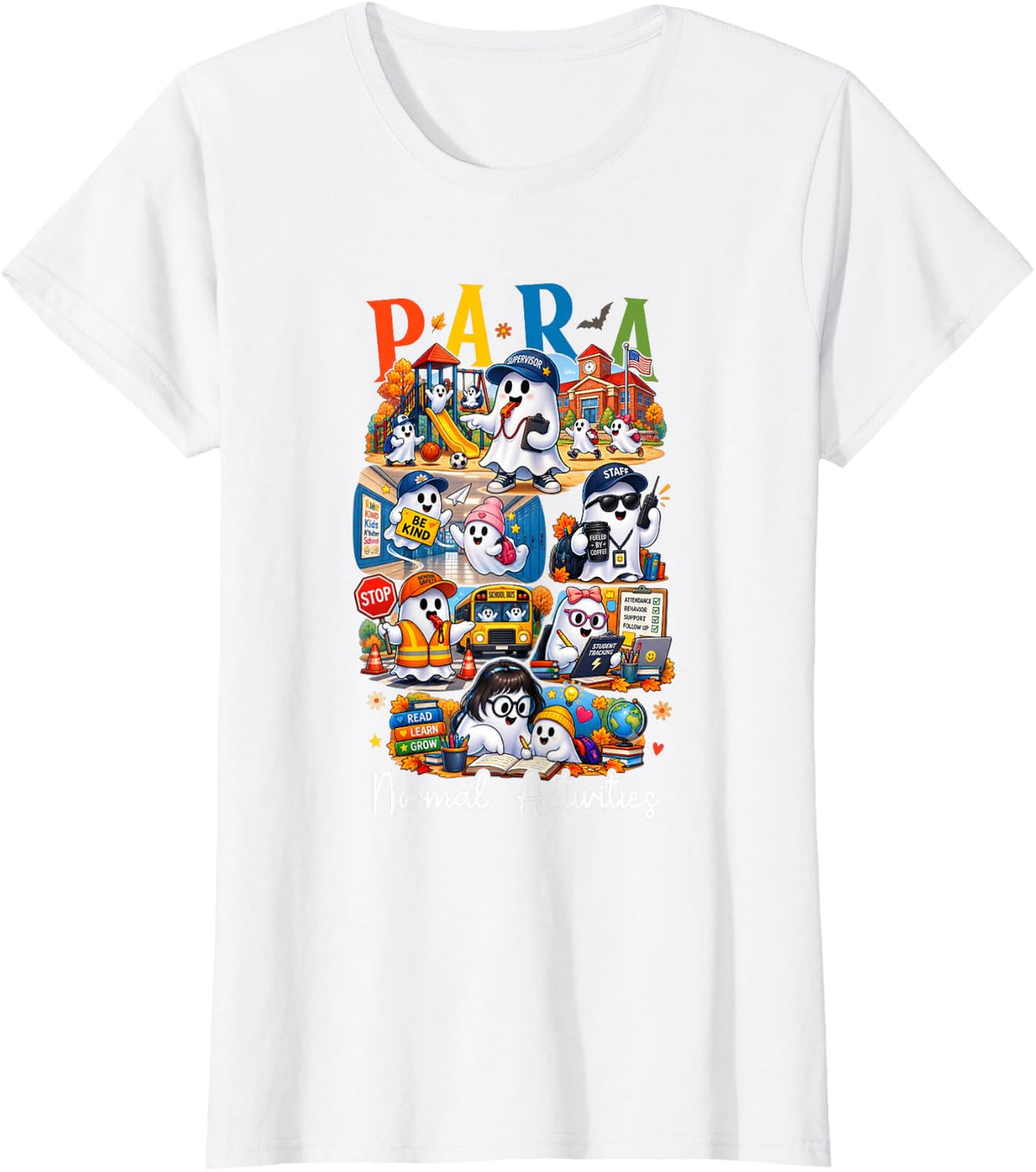 Teacher Ghost Halloween School T-Shirt - White