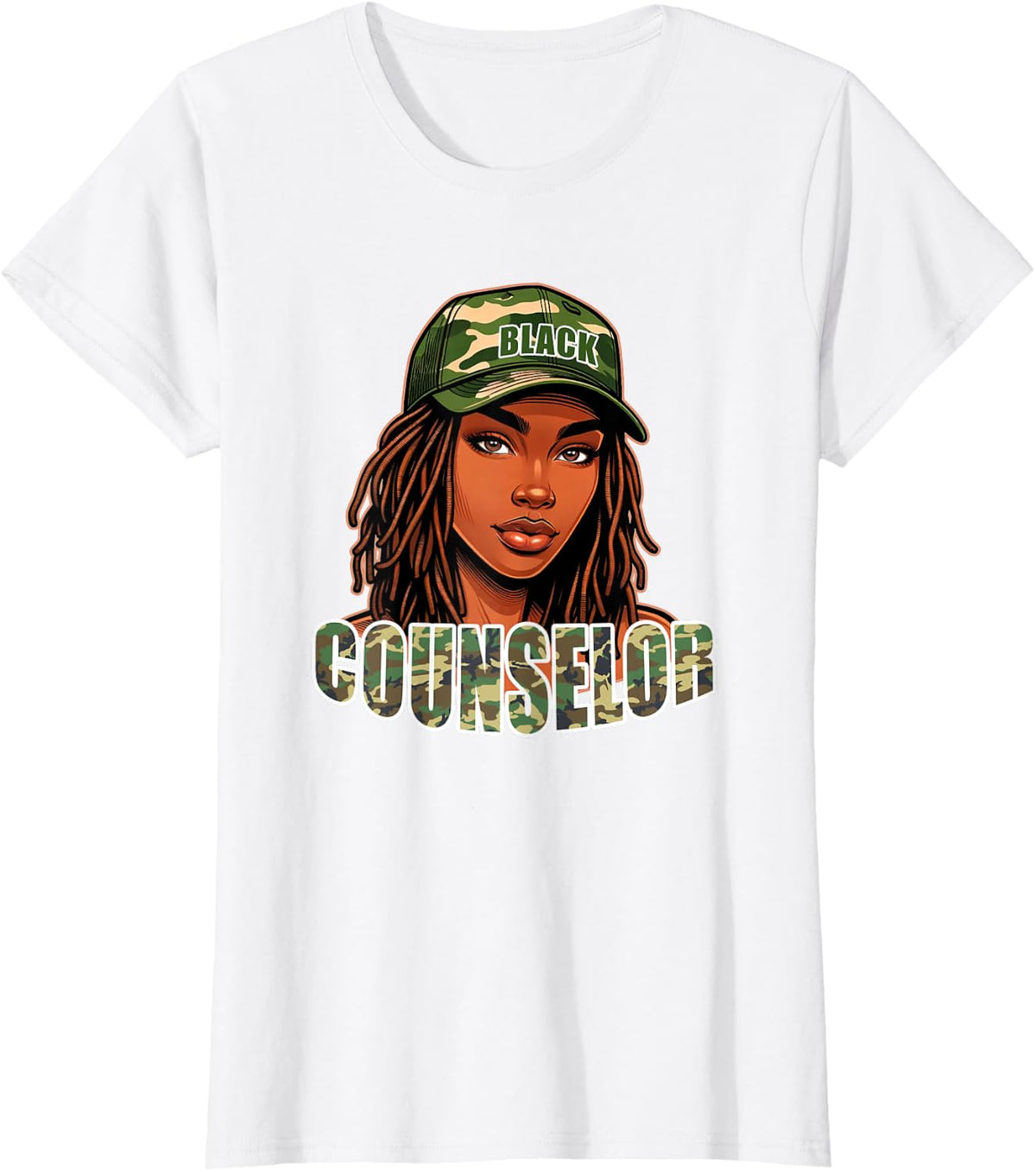 Camo Counselor | School Guidance or Camp T-Shirt - White