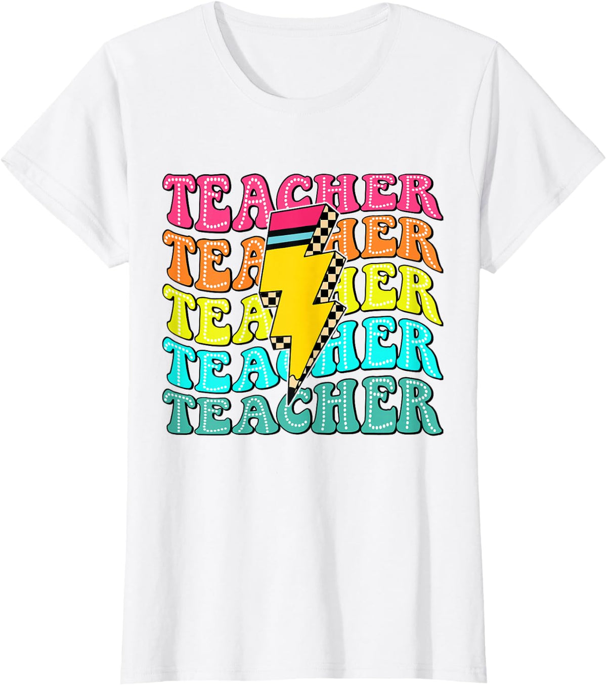 Teacher Appreciation Lightning-Bolt Back To School Teaching T-Shirt - White