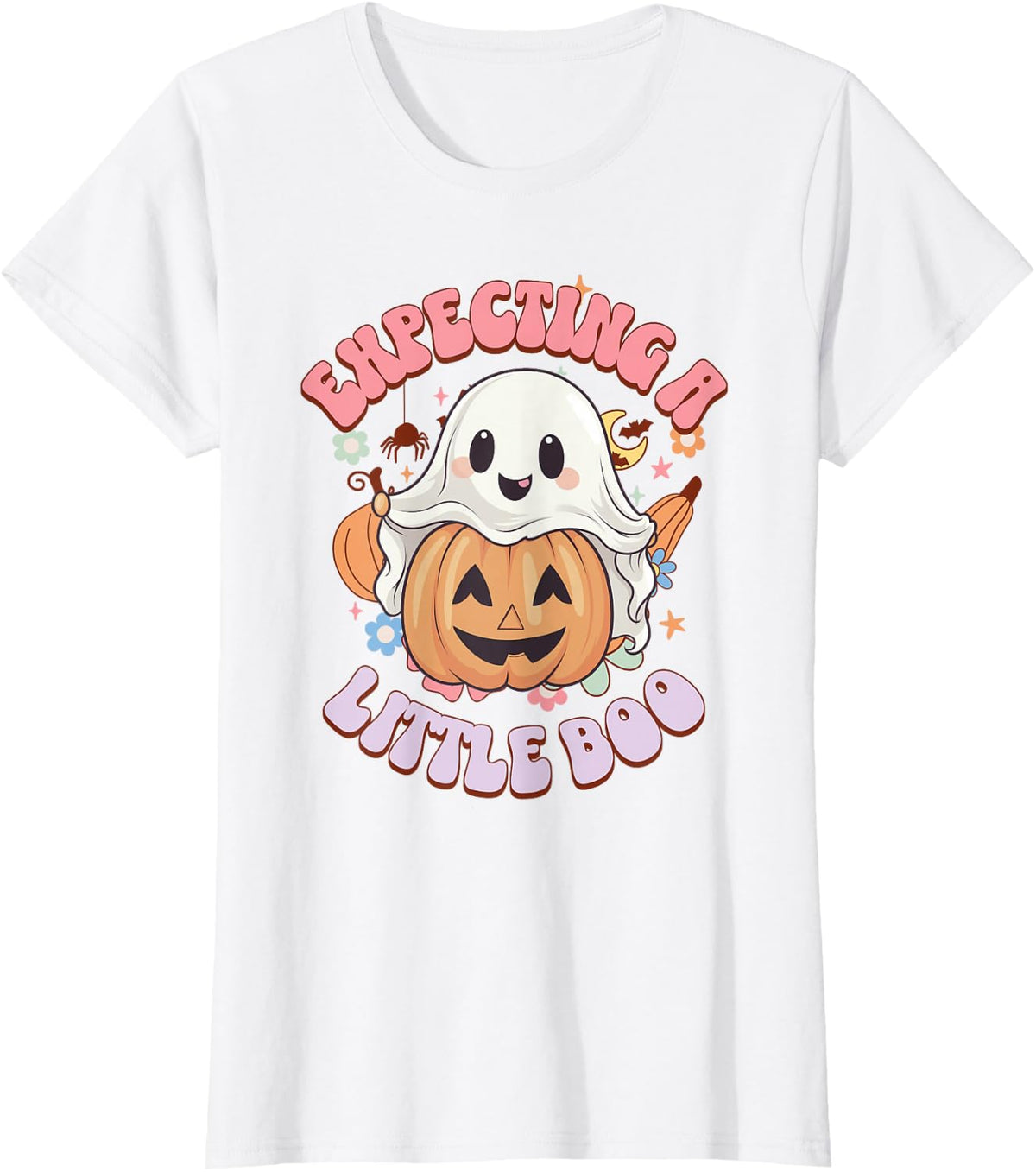 Halloween Pregnancy Mom To Be Expecting Little Boo T-Shirt - White