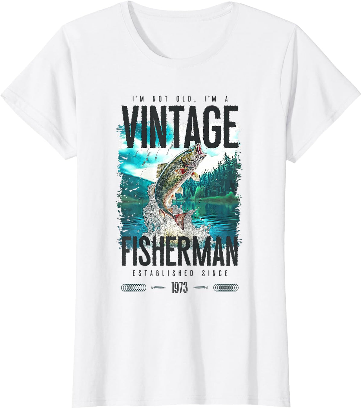 Vintage Trout Fisherman Funny Fishing Birthday 1973 T-Shirt - White