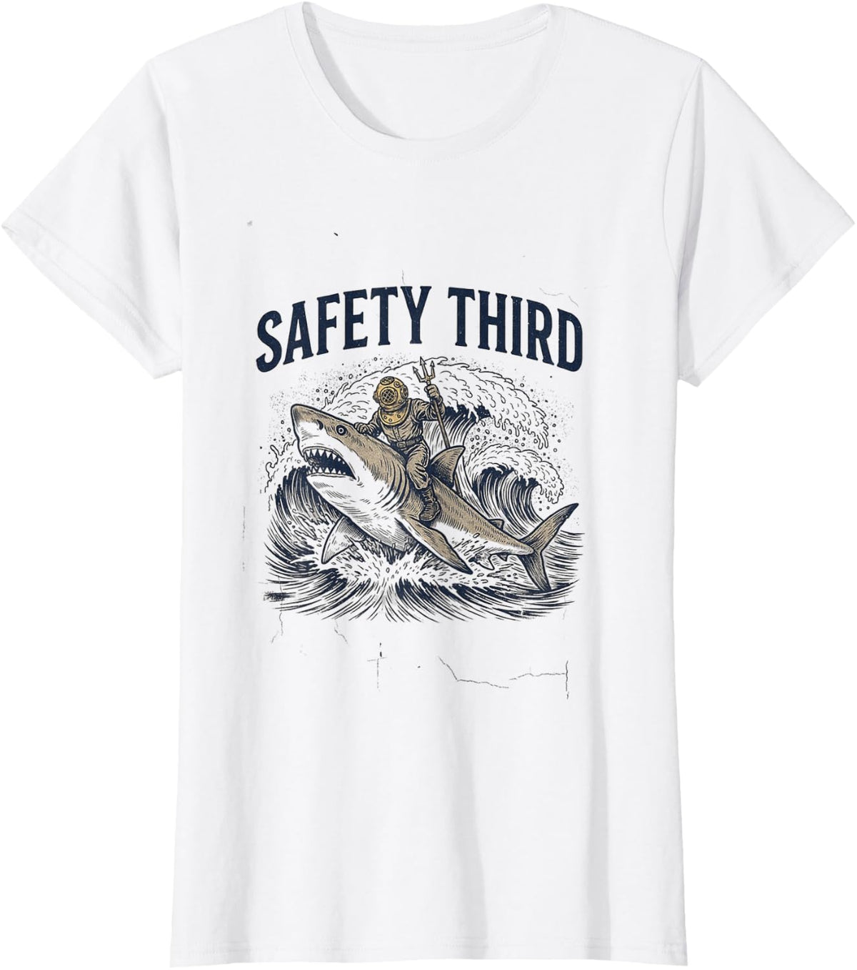 Safety Third Whale Funny Sarcastic Nautical Adventure T-Shirt - White