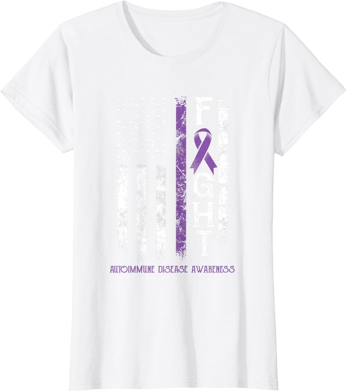 Autoimmune Disease Warrior US Flag T-Shirt - White