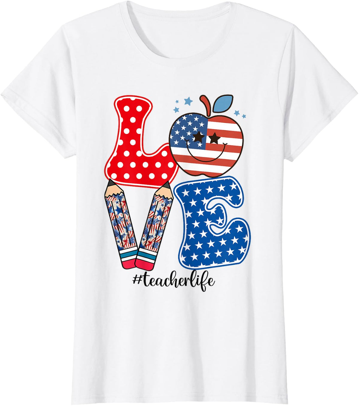 4th Of July Teacher Life American Flag Patriotic Teacher T-Shirt - White