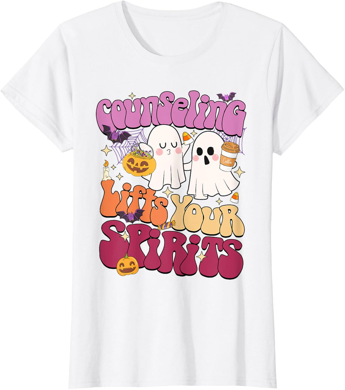 Counseling Lifts Your Spirits School Counselor Ghost T-Shirt - White