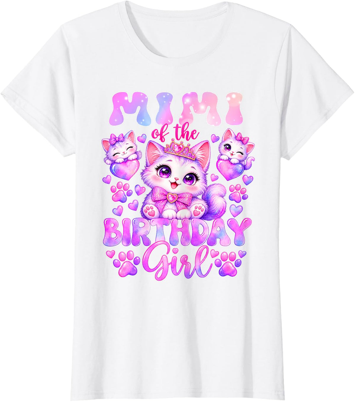 Mimi of The Birthday Girl Kitten Cat Family Matching T-Shirt - White