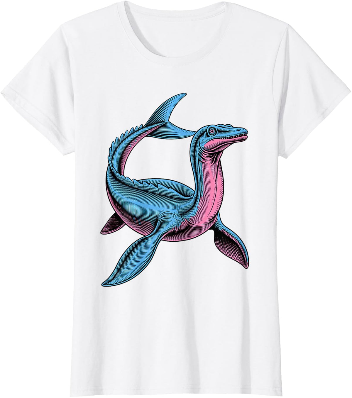 Plesiosaurus Art for Men Women Paleontologist Plesiosaurus T-Shirt - White