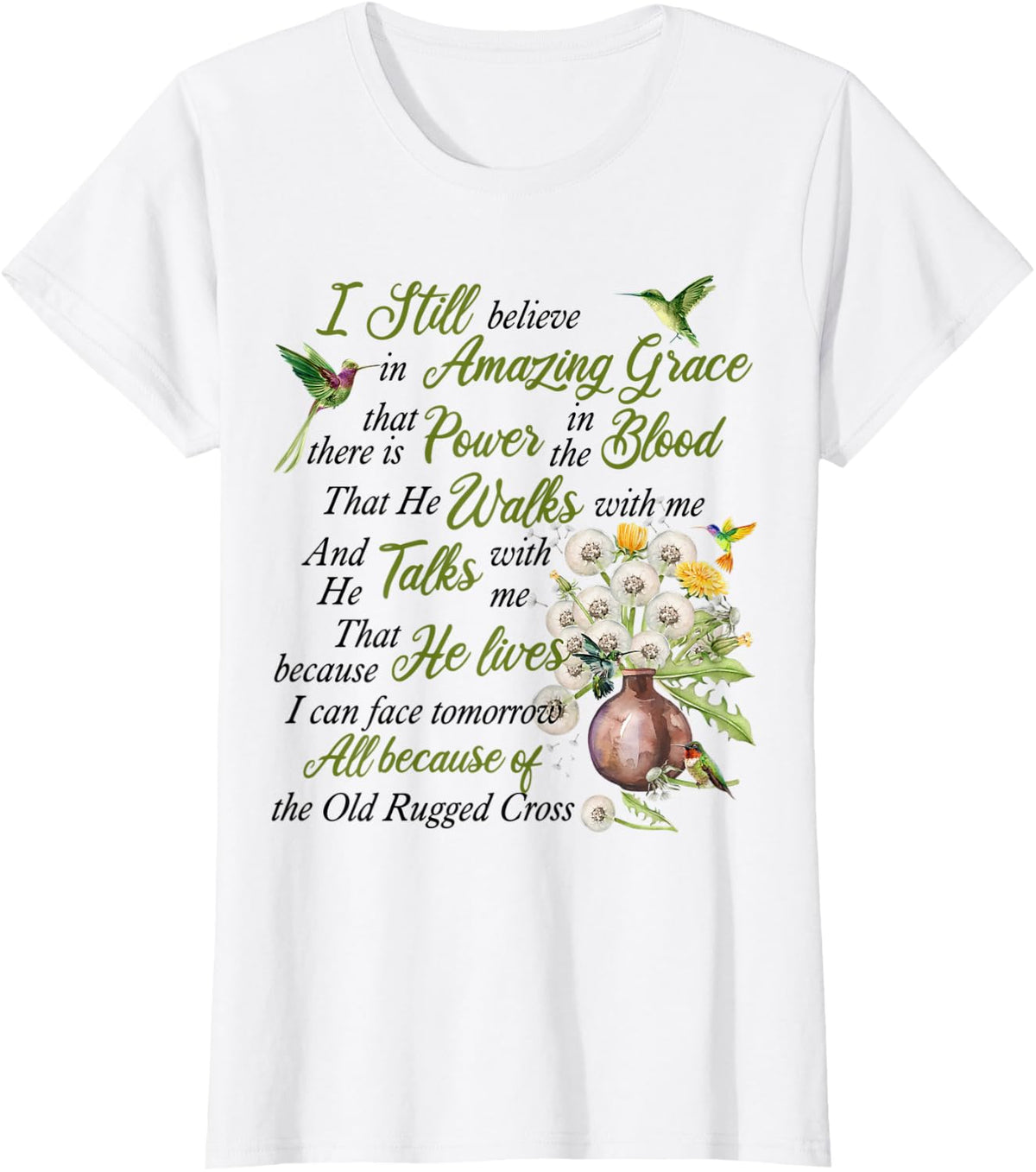 Hummingbird Amazing Grace Bird Lovers T-Shirt - White