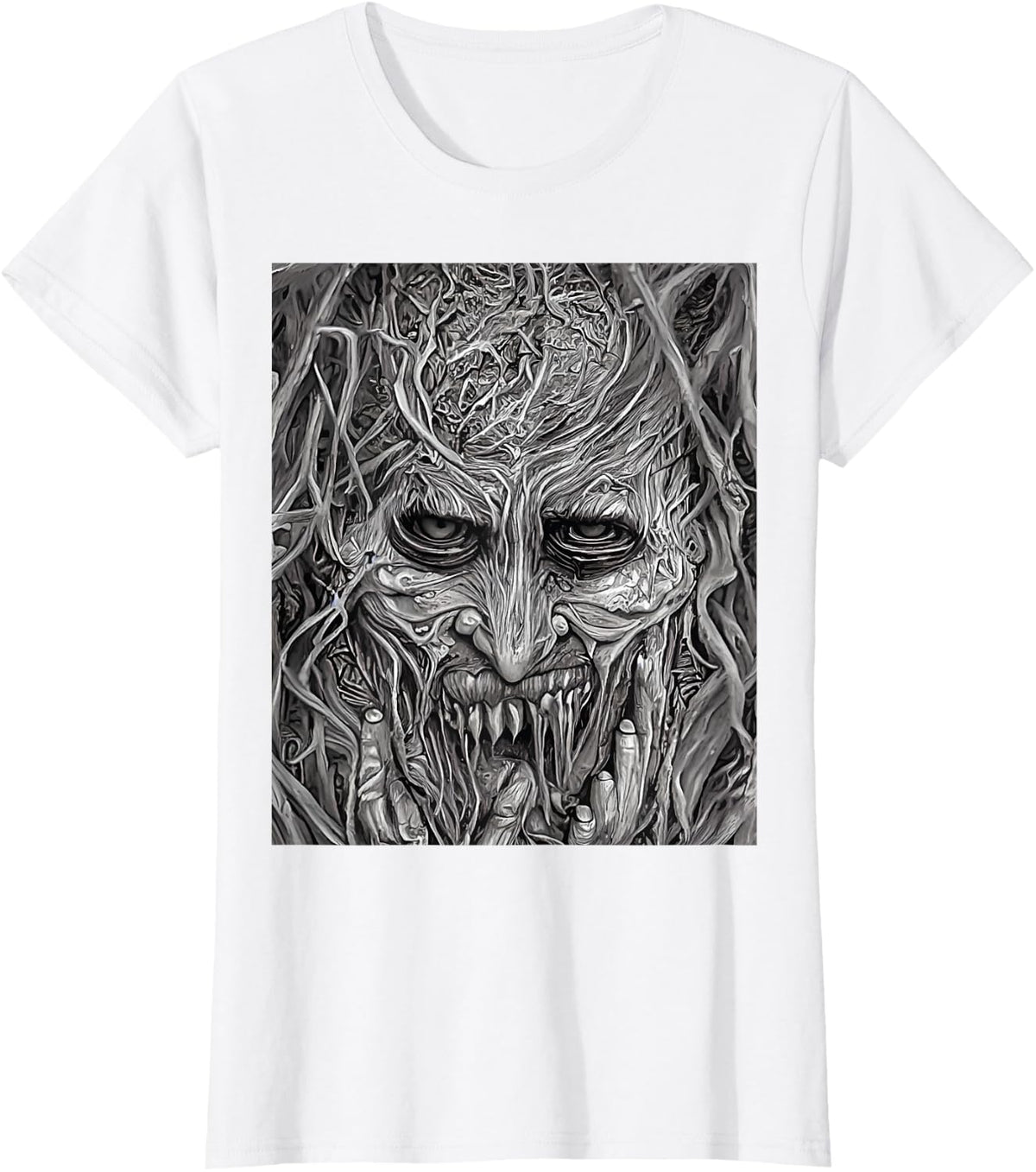 Goth Aesthetic Grunge Occult Emo Satanic Old Evil Dark Art T-Shirt - White