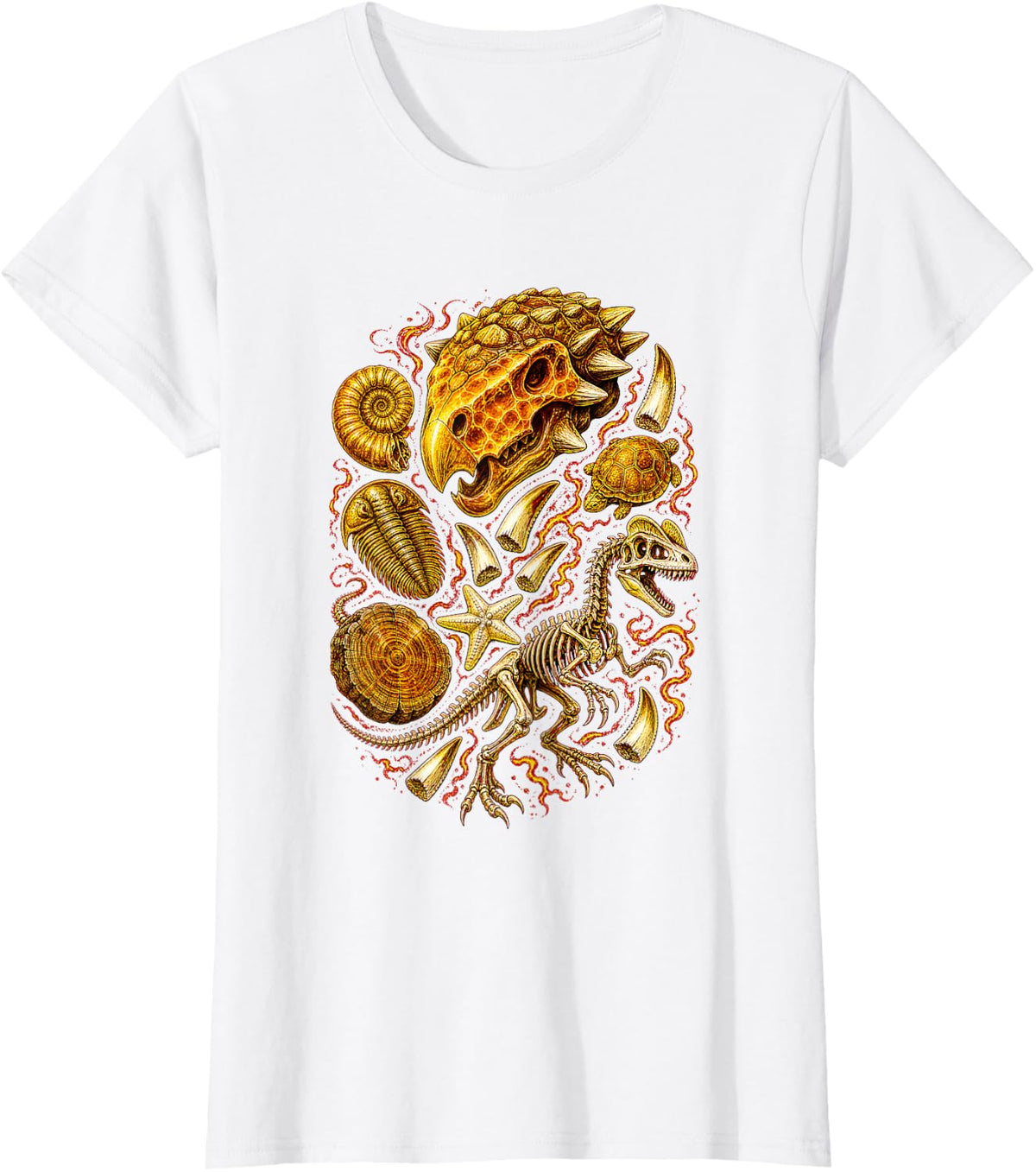 Dinosaur Fossils Paleontology Paleontologist T-Shirt - White