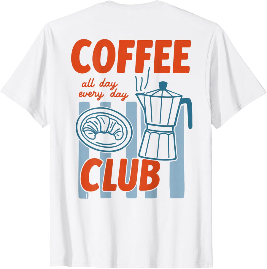 Coffee Moka Pot Hand Drawn Retro Food Lover T-Shirt - White