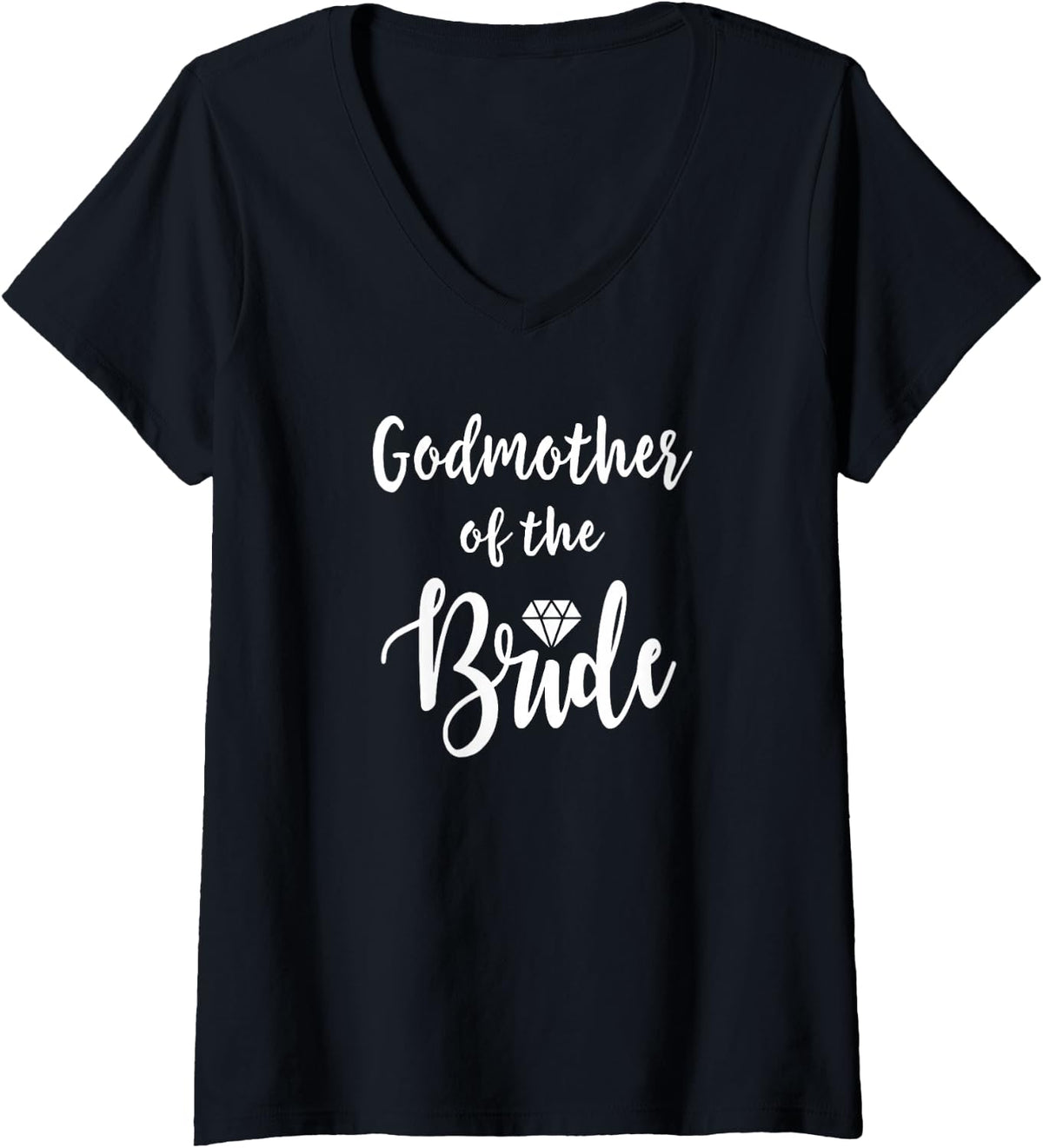 Women's Godmother Of The Bride Bridal Party Wedding Rehearsal V-Neck T-Shirt - Black