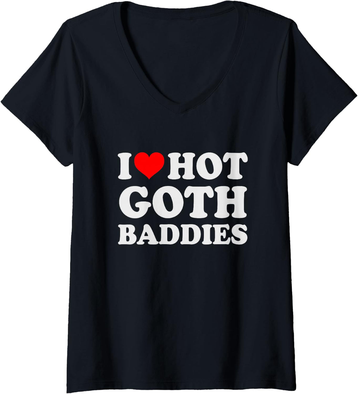 Women's I Love Heart Goth Baddies Hot Emo Alt Dark Edgy Colored Hair V-Neck T-Shirt - Black