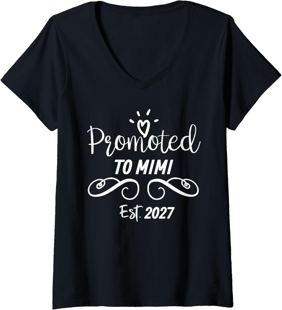 Women's Soon Mimi 2027 Promoted to Mimi Est 2027 V-Neck T-Shirt - Black