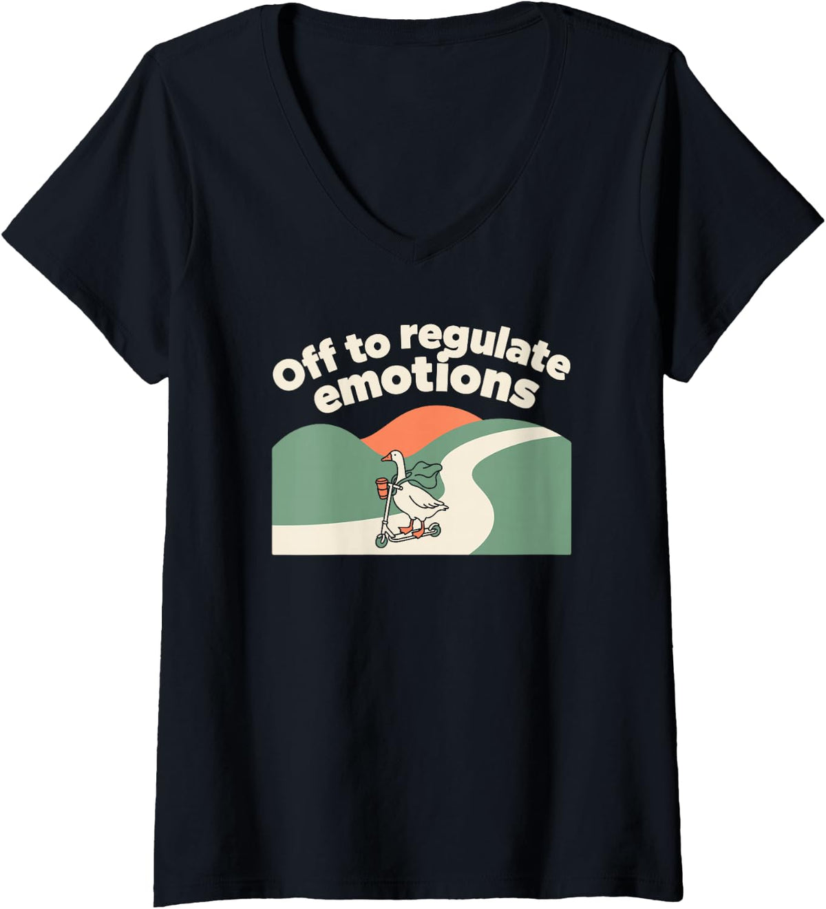 Women's School Counselor Off to Regulate Emotions Goose for Women V-Neck T-Shirt - Black