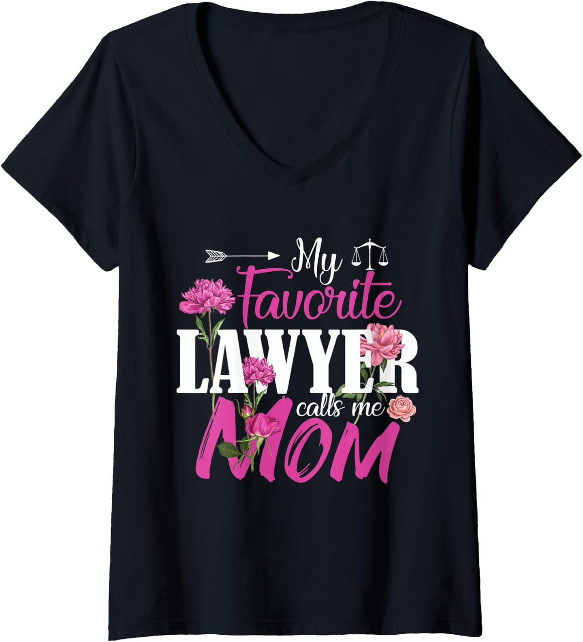 Womens My Favorite Lawyer Calls Me Mom Best Mothers Day Gifts V-Neck T-Shirt - Black