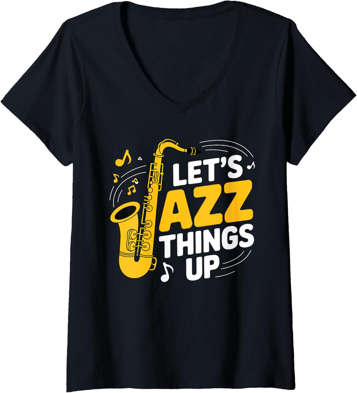 Women's Best Jazz Art for Men Women Jazz Sax Musician Jazz Saxophone V-Neck T-Shirt - Black