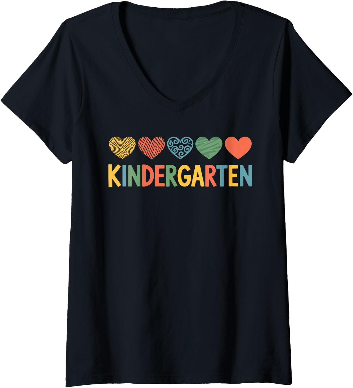 Women's Funny Kindergarten Teacher Art for Men Women Kinder Teacher V-Neck T-Shirt - Black