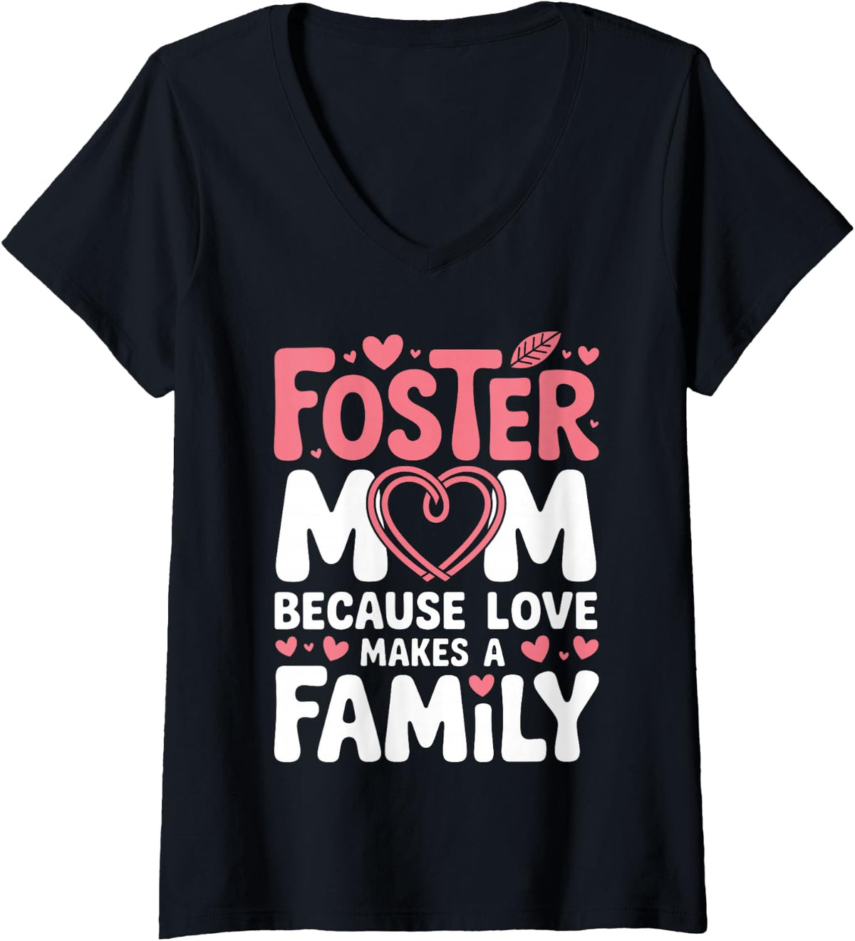Women's Foster Mom Art for Women Girls Mom Foster Parent Foster Mom V-Neck T-Shirt - Black