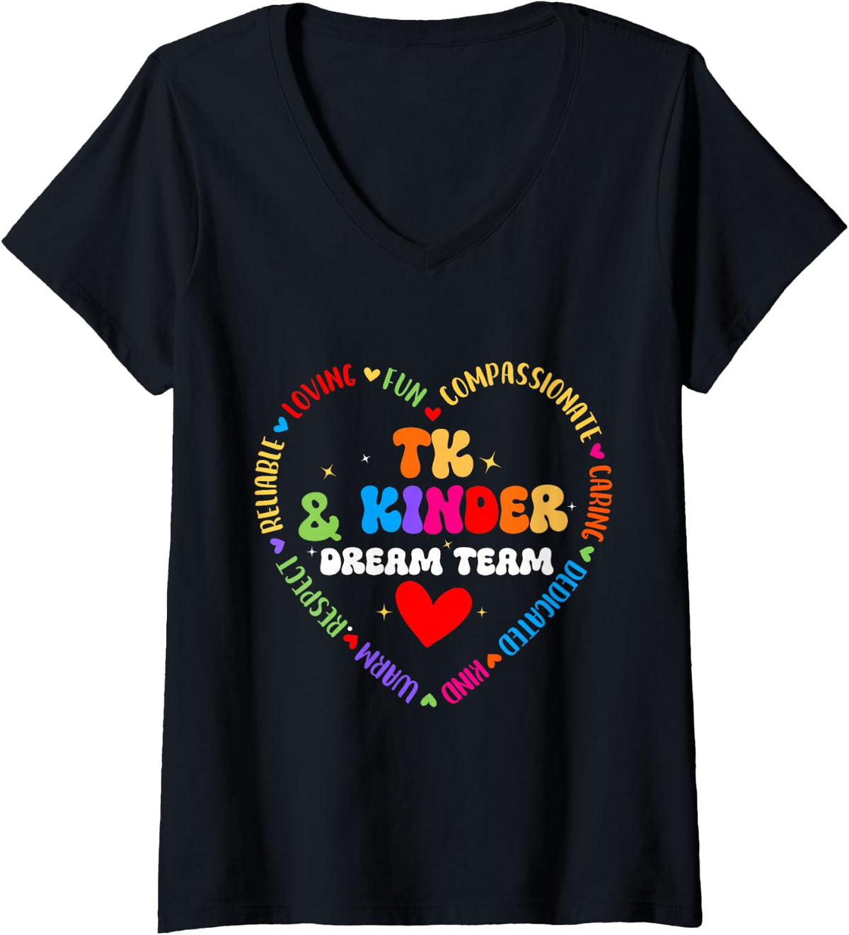 Women's TK & Kinder Dream Team Transitional Kindergarten Teacher V-Neck T-Shirt - Black