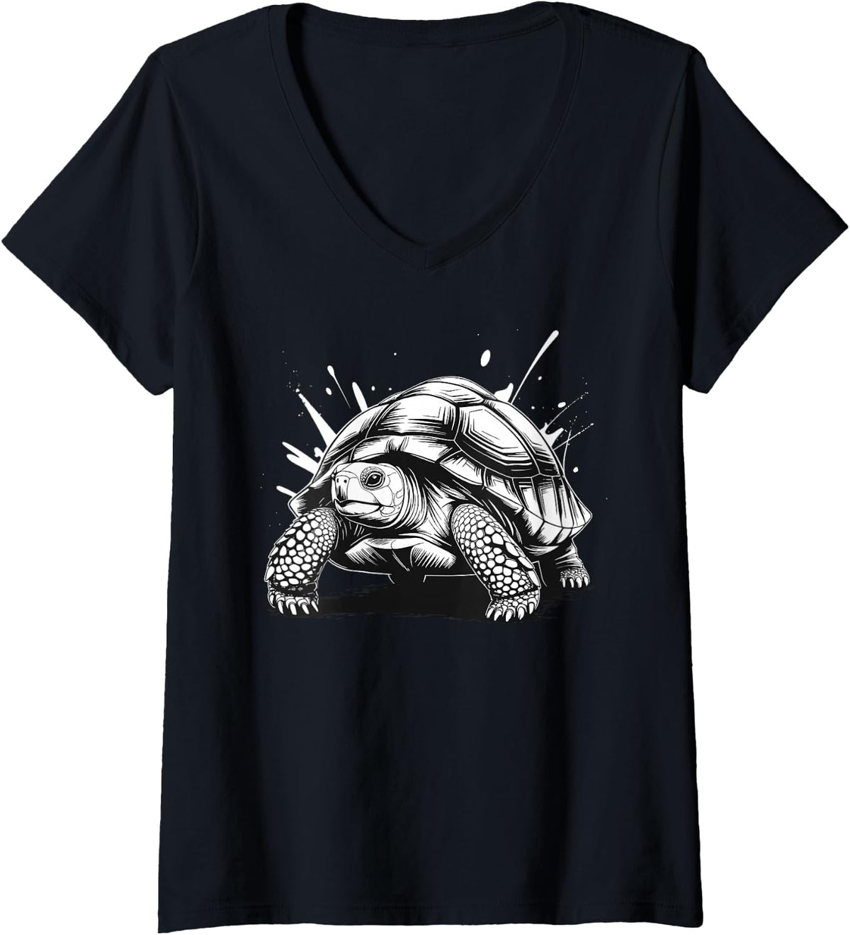Women's Tortoise Design for Men Women Kids Tortoise Outfit V-Neck T-Shirt - Black