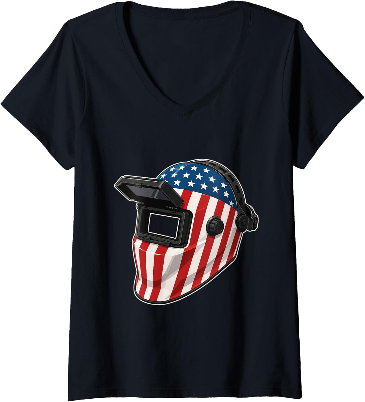 Women's Welding Hood - Welder Metalworker Ironworker V-Neck T-Shirt - Black