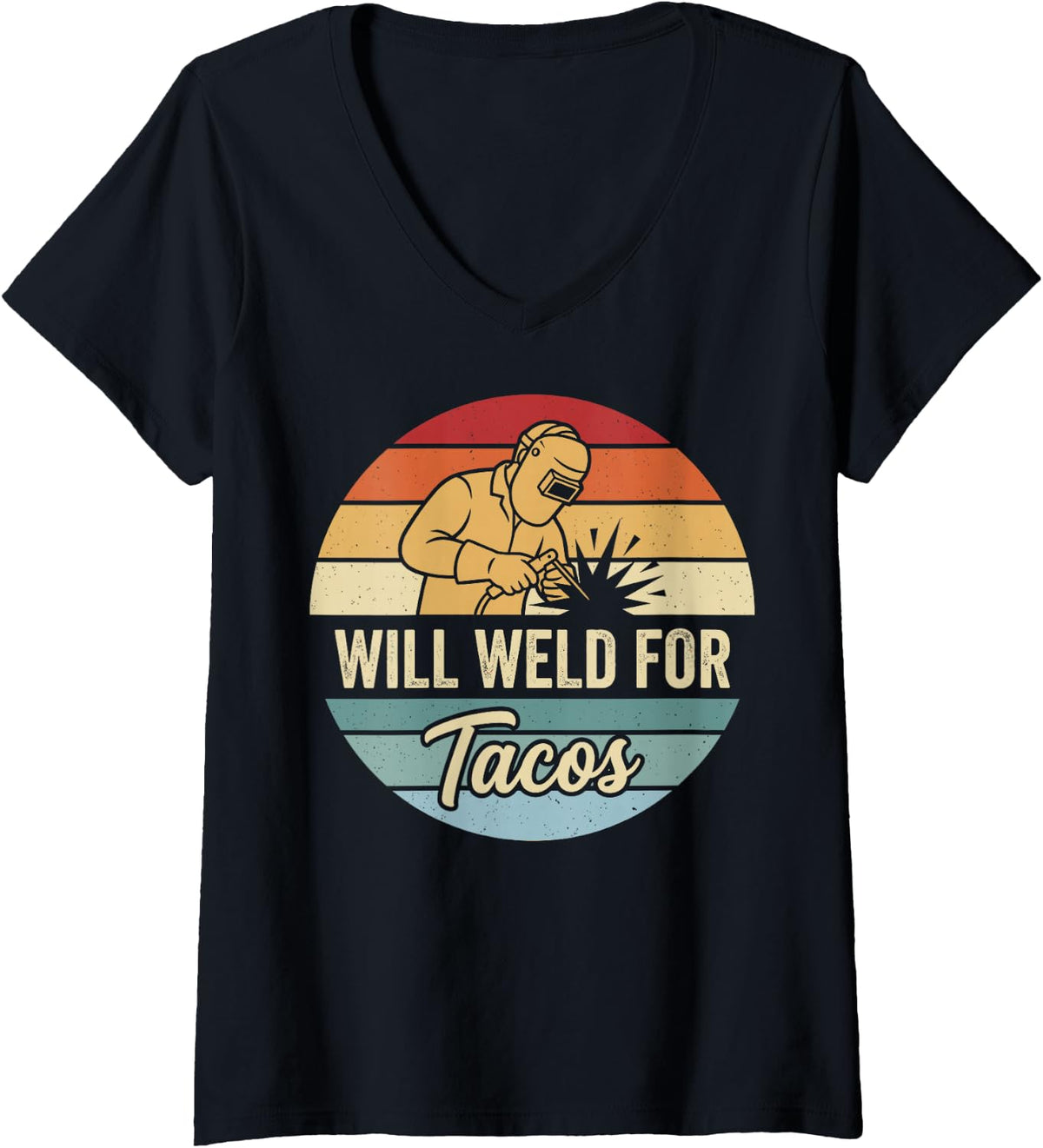 Women's Will Weld for Tacos Welder Welding Metal Metalworker Tee V-Neck T-Shirt - Black
