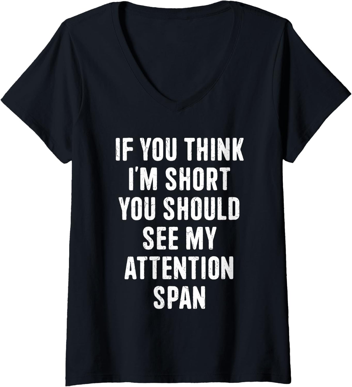 Women's If You Think I'm Short ADHD Awareness Month Orange Ribbon V-Neck T-Shirt - Black
