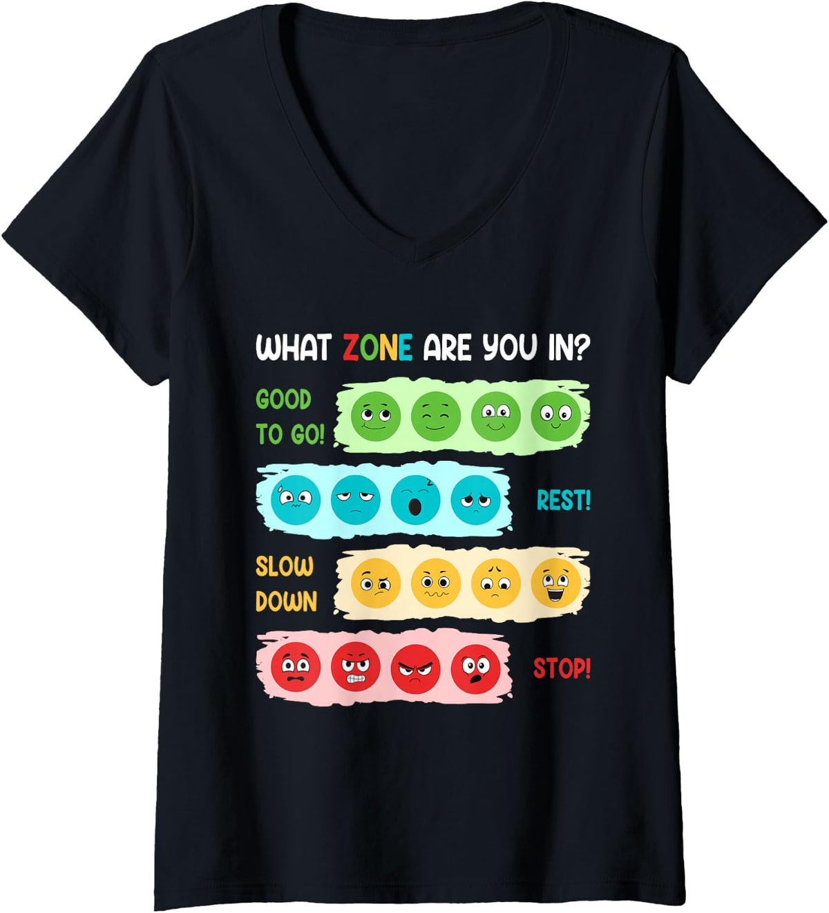 Womens Zone Of Regulation School Counselor Gift For Mental Health V-Neck T-Shirt - Black