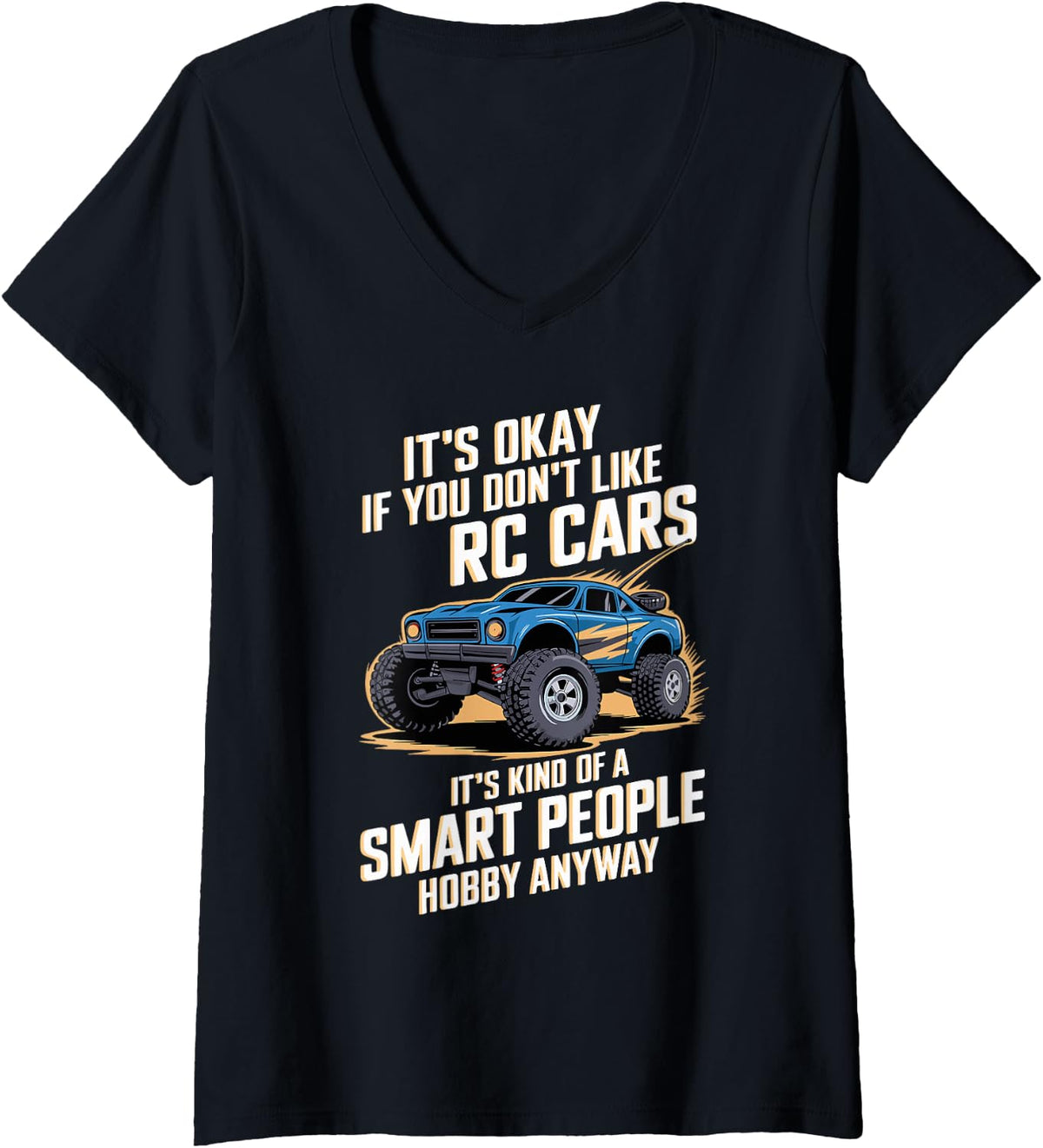 Women's RC Car Funny Radio Controlled Car Racing Fanatic Hobby V-Neck T-Shirt - Black