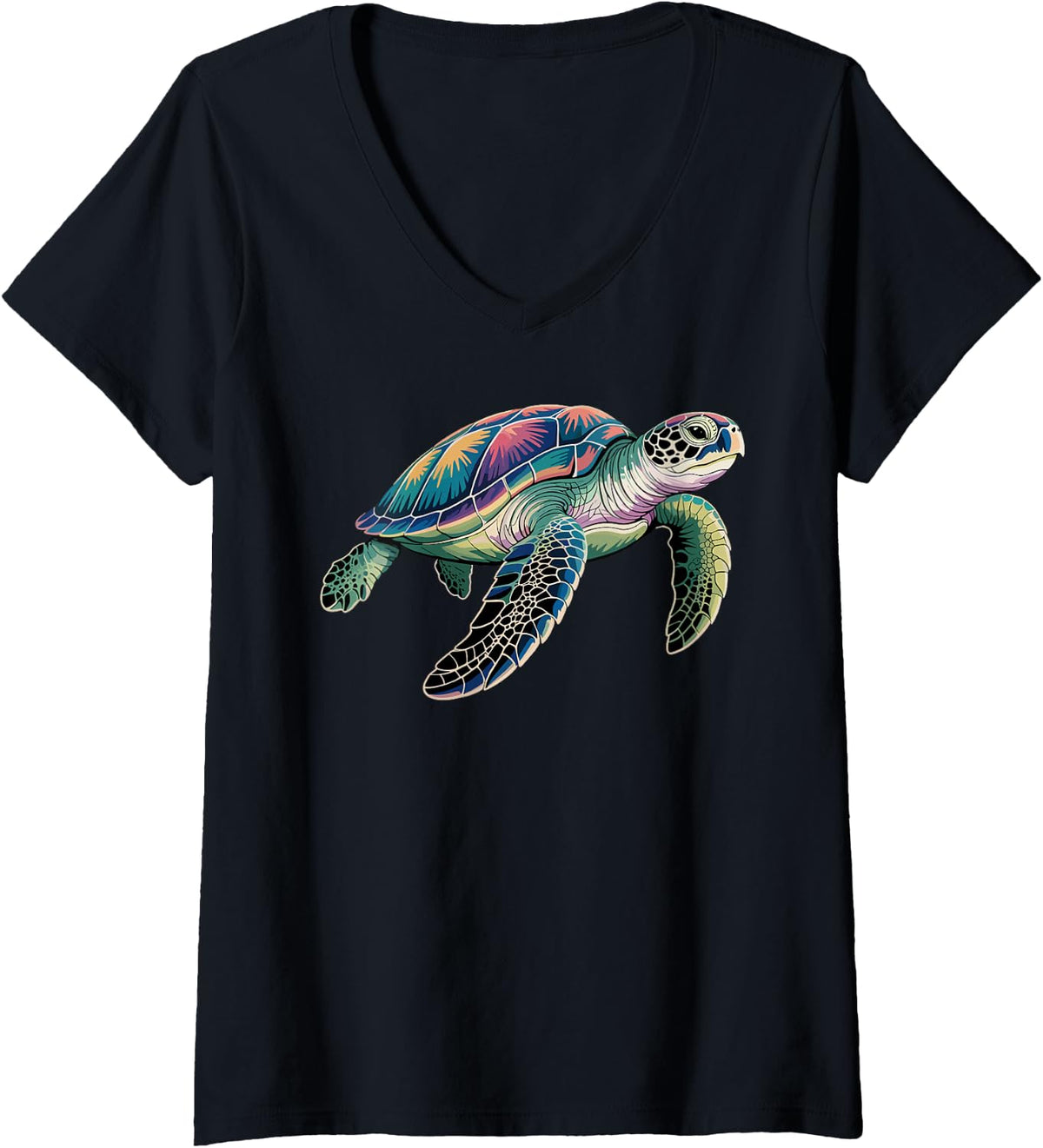 Women's Tortoise Design for Men Women Kids Sea Turtle Tortoise V-Neck T-Shirt - Black
