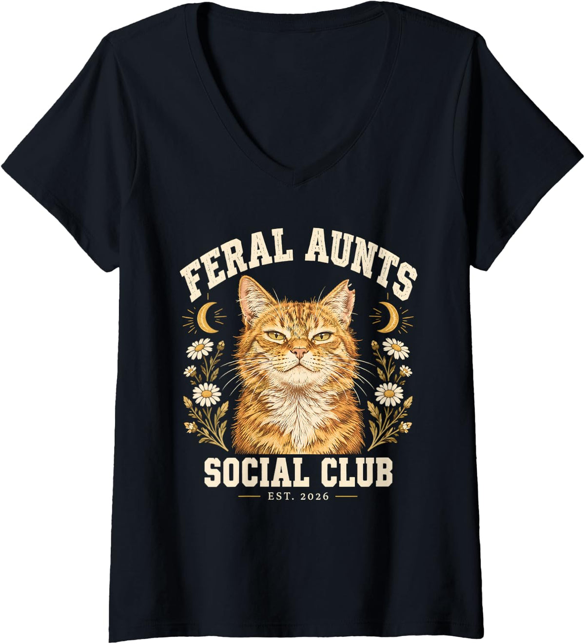 Women's Feral Aunts Social Club Alley Cat Auntie V-Neck T-Shirt - Black