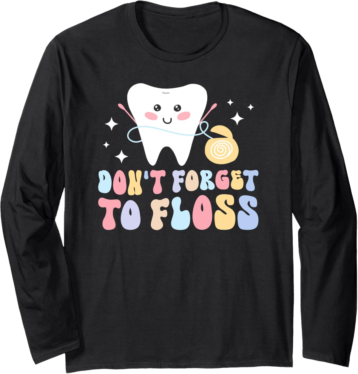 Dental Hygienist Groovy Dental Hygienists Dental Hygiene Long Sleeve T-Shirt - Adult Unisex Black