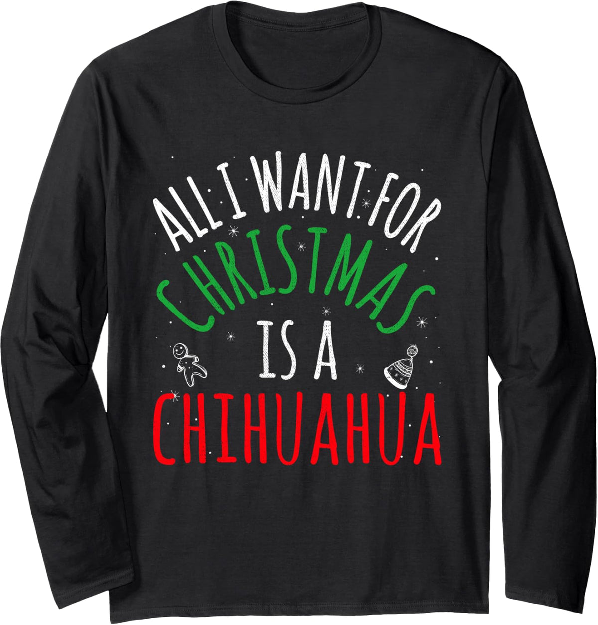 Chihuahua Dog - Group Matching Family Christmas Funny Humor Long Sleeve T-Shirt - Adult Unisex Black
