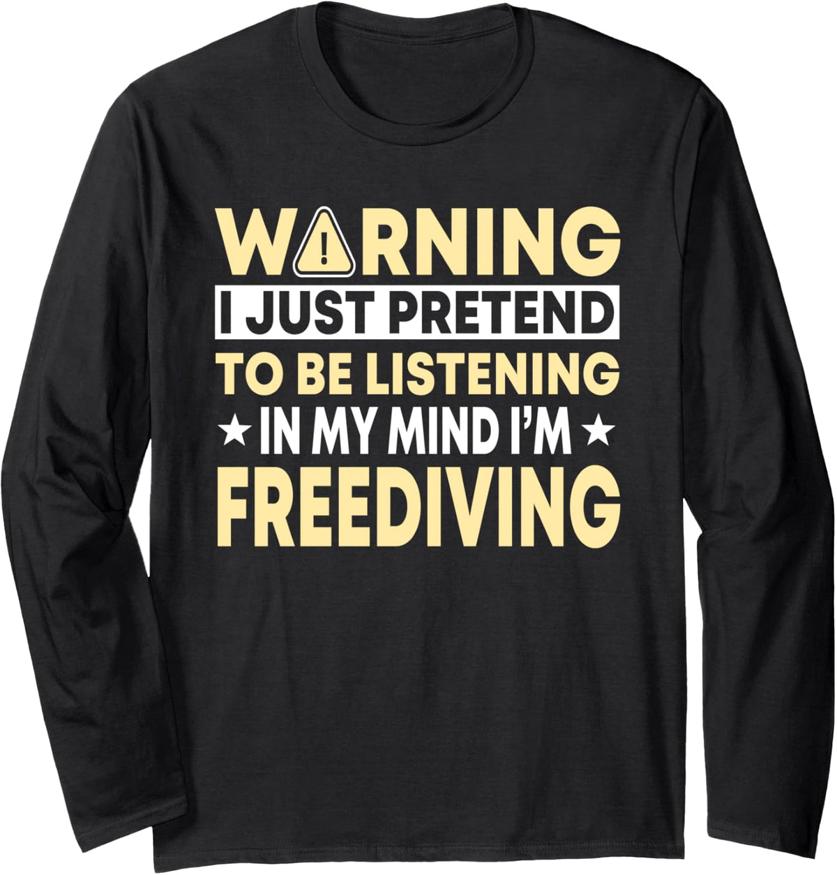 Freediving Swimmer Bather Diver Free-diving Lover Freediver Long Sleeve T-Shirt - Adult Unisex Black