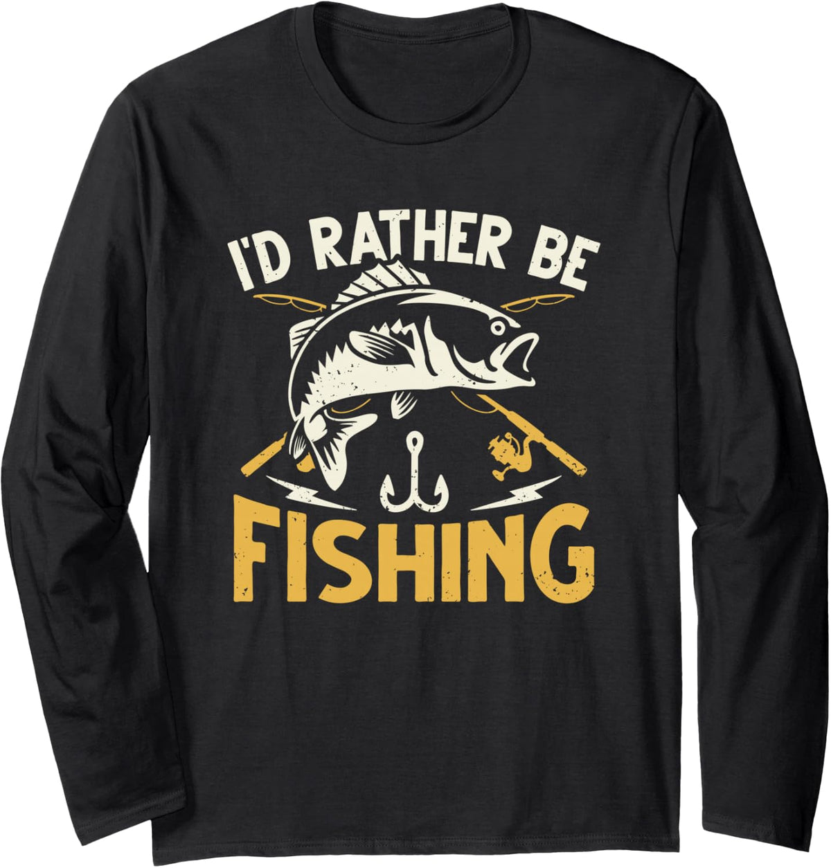 I'd Rather Be Fishing Long Sleeve T-Shirt - Adult Unisex Black