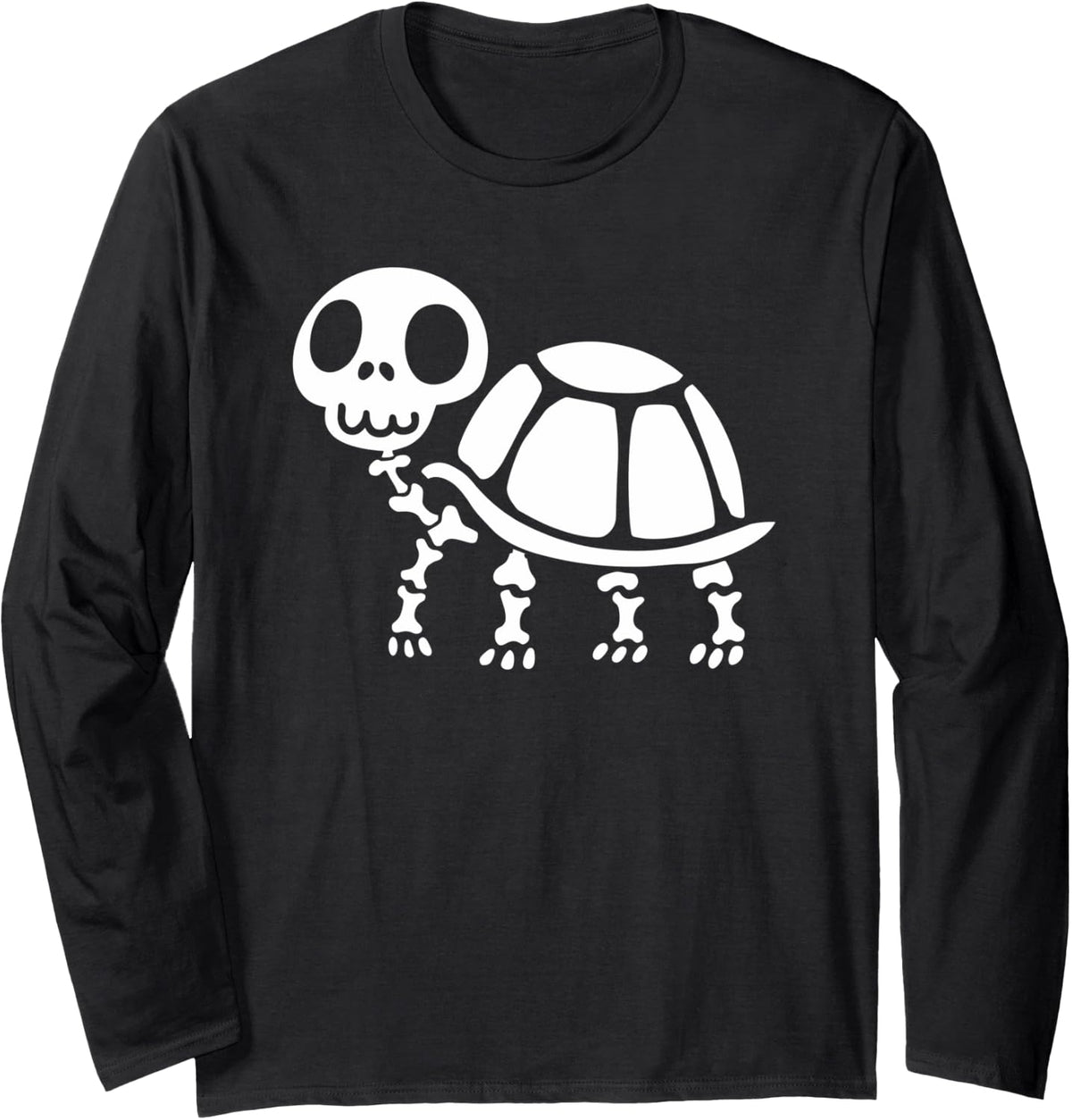 Cute Halloween Turtle Skeleton Tortoise Fossils Archeologist Long Sleeve T-Shirt - Adult Unisex Black