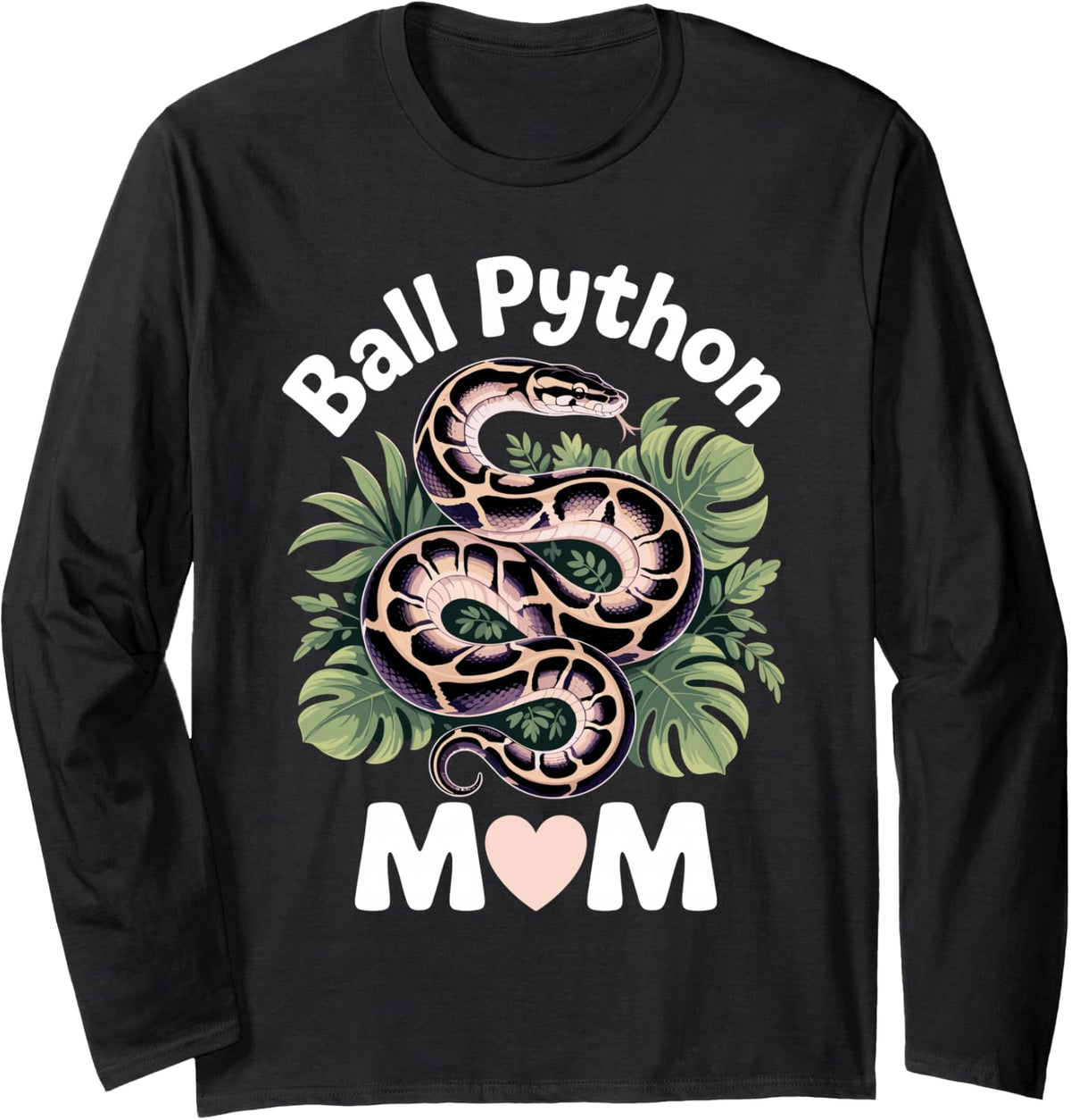 Ball Python Art for Women Mom Girls Ball Python Snake Lover Long Sleeve T-Shirt - Adult Unisex Black