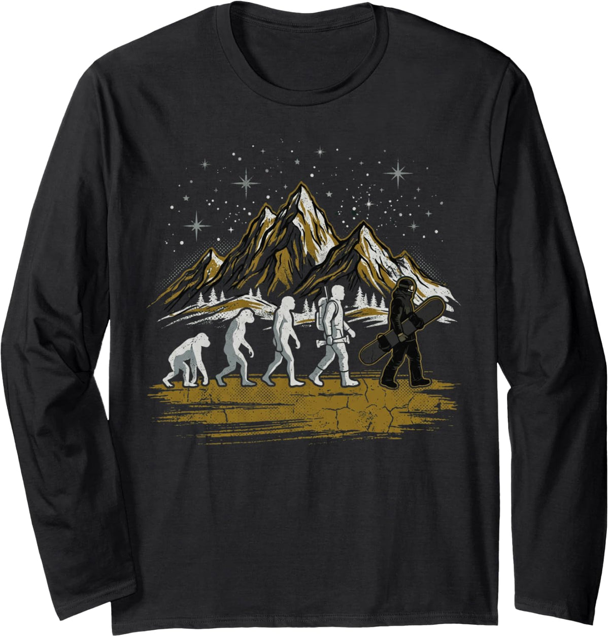 Snowboarder Evolution Snowboaden Freestyle Winter Saison Long Sleeve T-Shirt - Adult Unisex Black