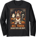 Bull Terrier Dog Because People are Creepy Halloween Long Sleeve T-Shirt - Adult Unisex Black