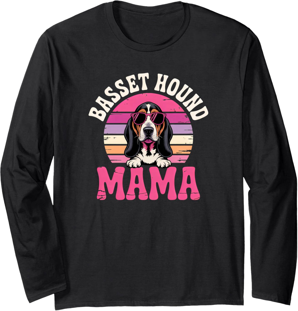 Basset Hound Mama Long Sleeve T-Shirt - Adult Unisex Black
