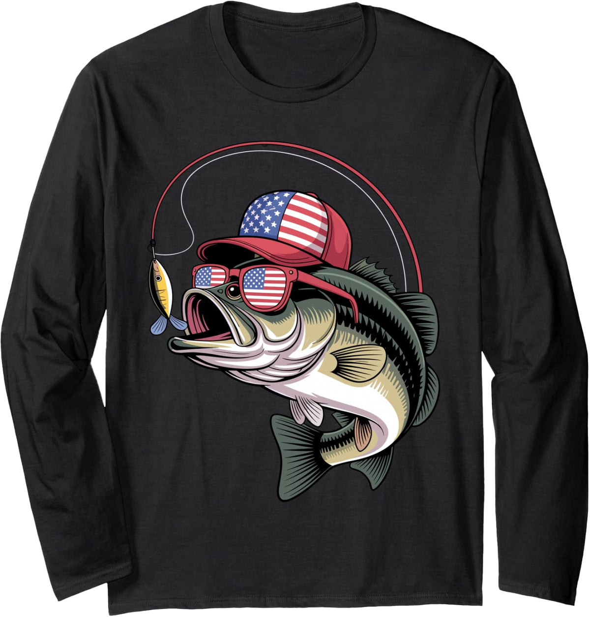Funny Fishing Design for Men Women Fisherman Fishing Lover Long Sleeve T-Shirt - Adult Unisex Black