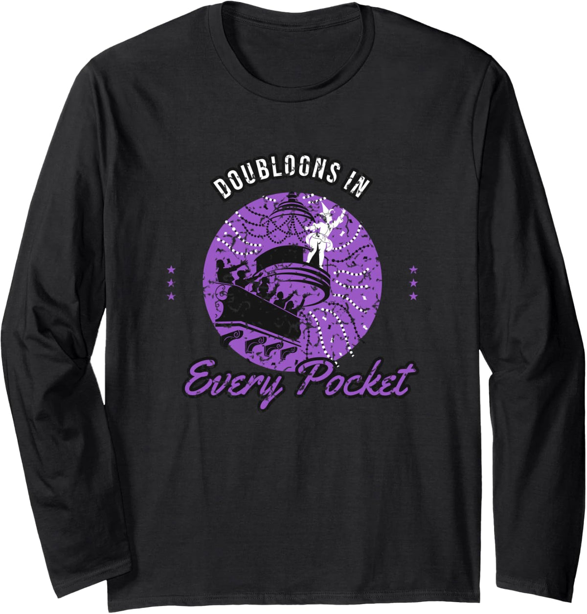 Mardi Gras Parade - Doubloons in Every Pocket Long Sleeve T-Shirt - Adult Unisex Black