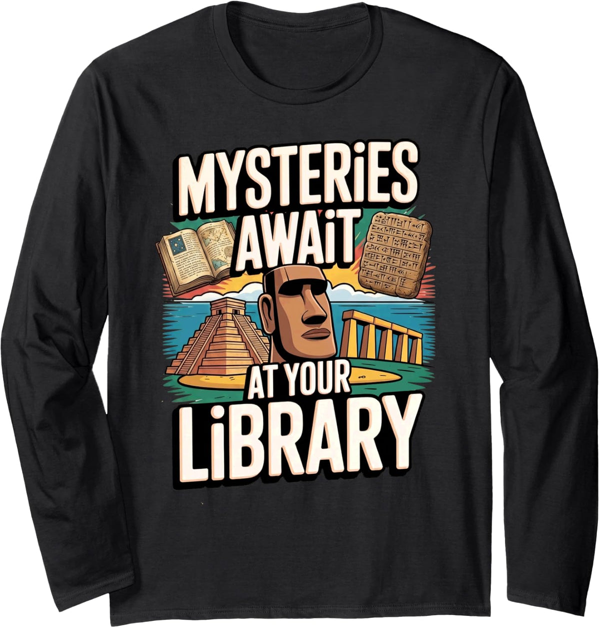 Ancient Civilizations 2027 Summer Library Reading Long Sleeve T-Shirt - Adult Unisex Black