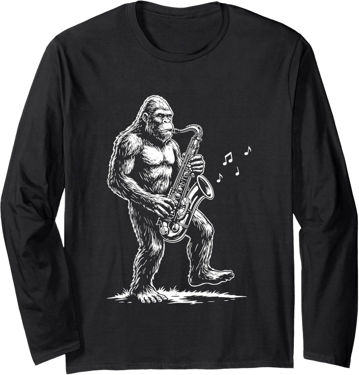 Bigfoot Alto Sax Teacher Grooves Band Saxophonist Humor Long Sleeve T-Shirt - Adult Unisex Black